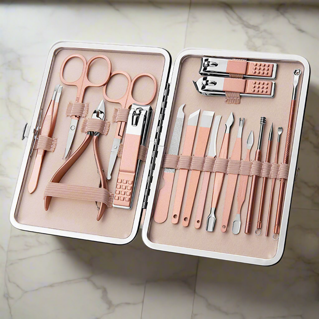 Manicure Set Stainless Pedicure Care Tools Nail Scissors Kit Pink