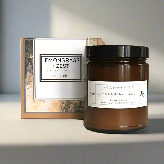 Lemongrass + Zest Aromatherapy Soy Wax Candle